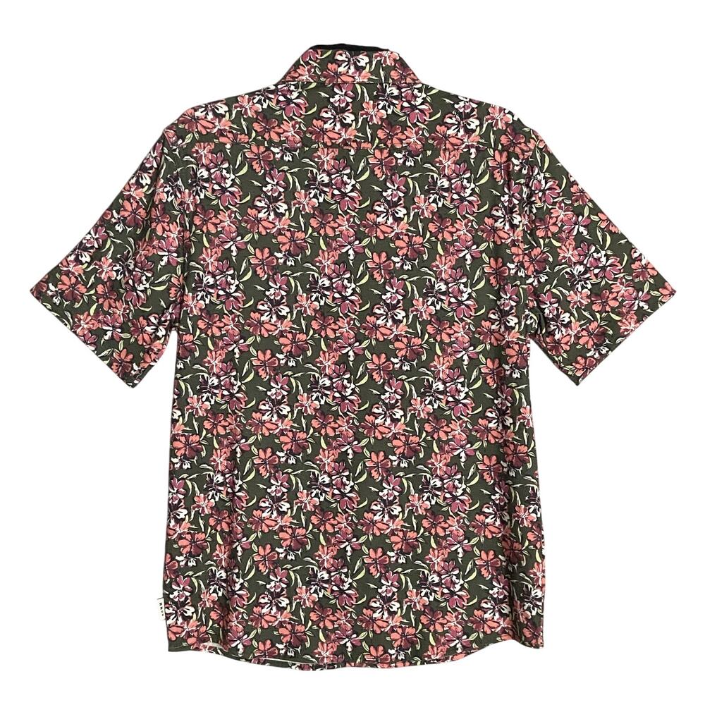 Rowm Men's Shirt Medium Casual Short Sleeve Pockets Pink Gray Floral UPF 30+ NEW - Picture 6 of 15